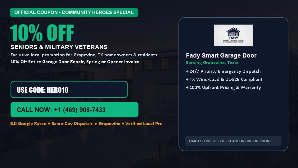 10% OFF Senior, Military & First Responder Discount in Grapevine, TX - Fady Smart Garage Door